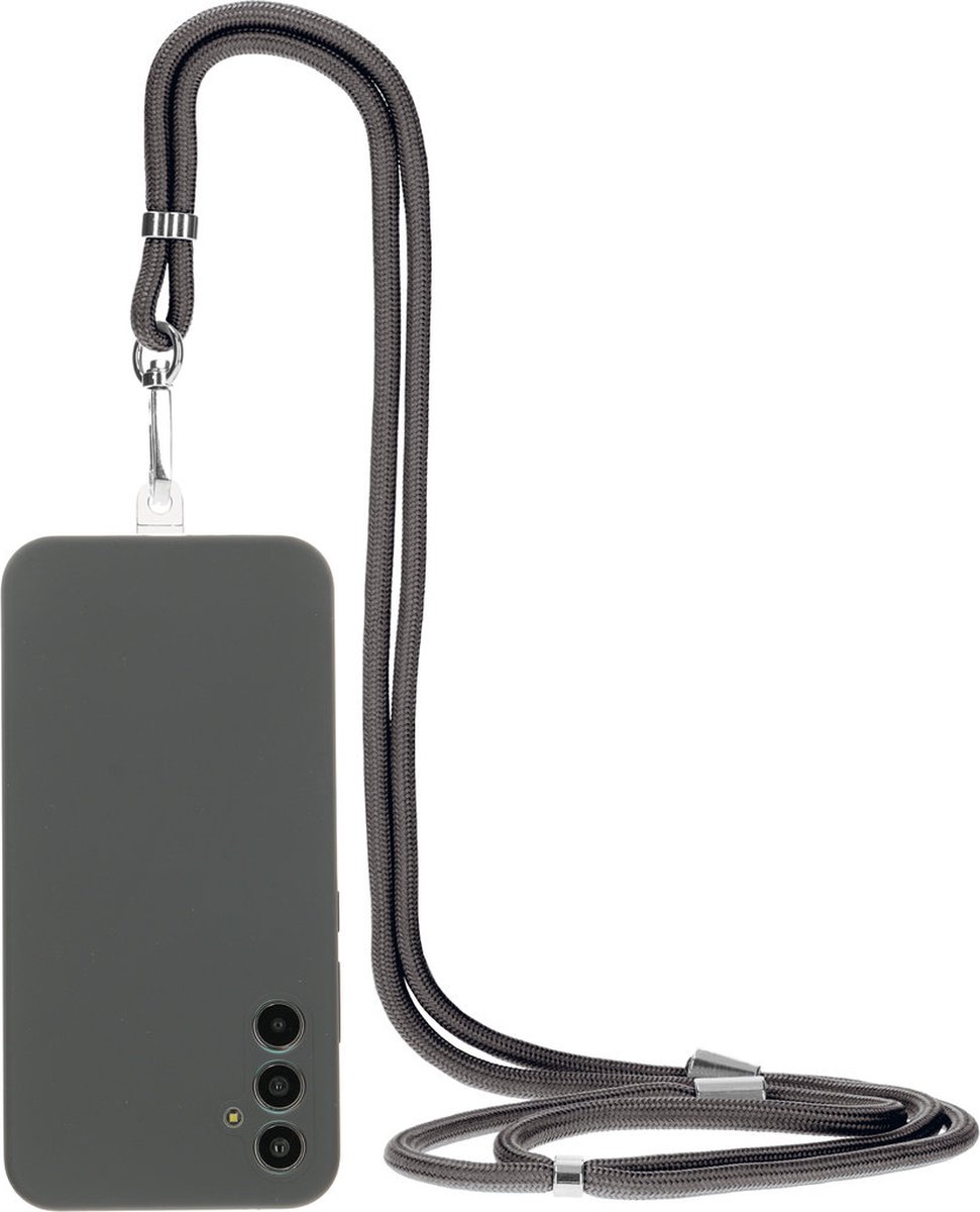 Mobiparts Siliconen hoesje met koord voor de Samsung Galaxy A34 Grijs