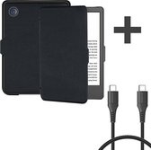 iMoshion Hoesje geschikt voor Kobo Clara 2E E-reader Hoesje & USB C naar USB C Kabel 1 meter - Zwart