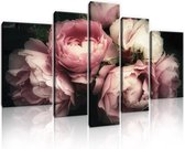 Peinture sur toile - Fleurs - Bouquet - Roses - Wit - Plantes - Cadre inclus - 170x100cm (lxl) - 5 Luiks