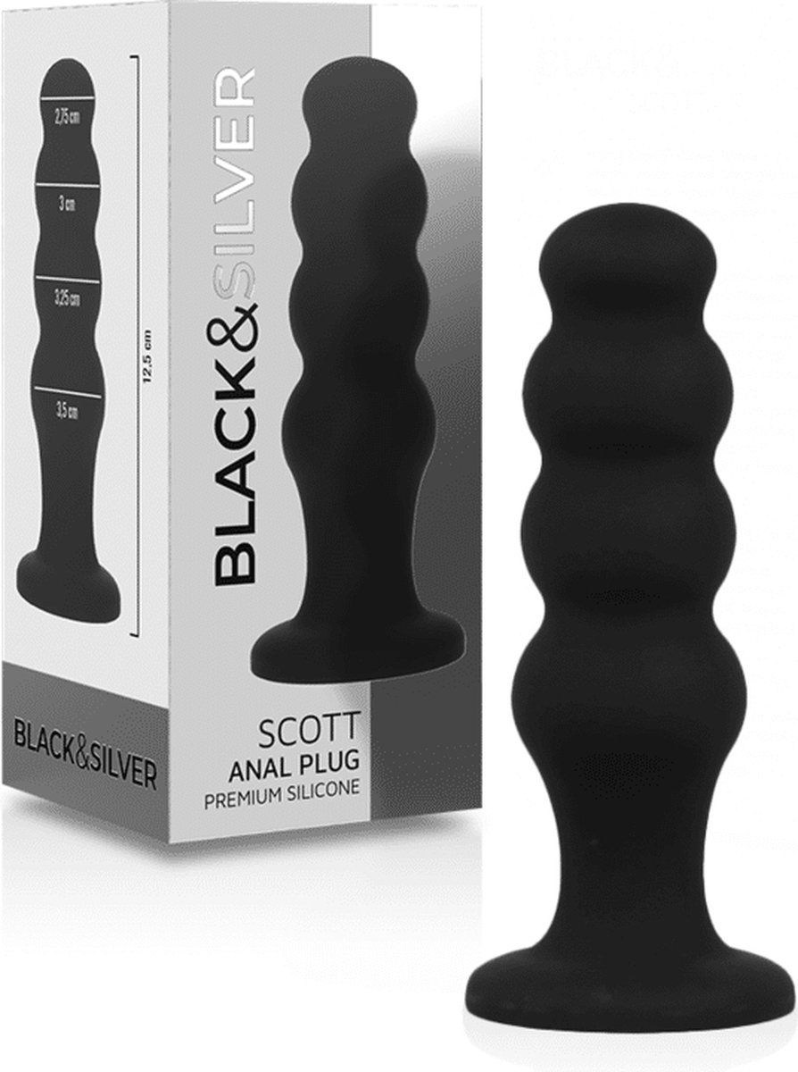 Goedkoopste BLACK and SILVER | Black and silver - Scott Premium Silicone Anal Plug Black | Buttplug | Anal Plug | Sex Toy | Premium Buttplug