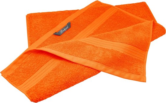 Lashuma handdoeken badkamer van de serie: Linz, 2 - delige handdoekenset oranje, handdoeken badstof 50x100 cm