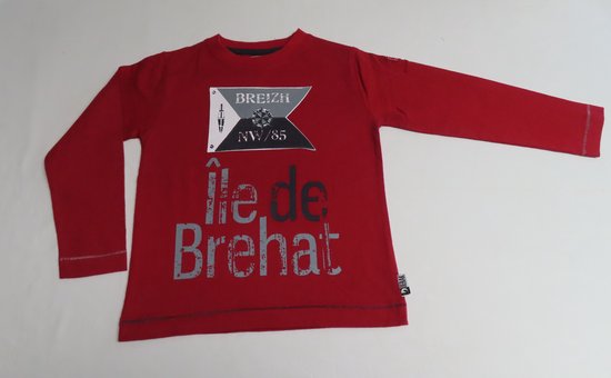 Tshirt - Lange mouw - Jongens - Bordeau / grijst - 4/5jaar 104/110