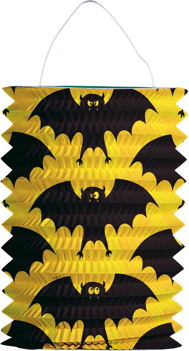 Lampionstokje 40 cm - met vleermuis lampion - geel/zwart - D25 cm - Sint Maarten — afbeelding 2