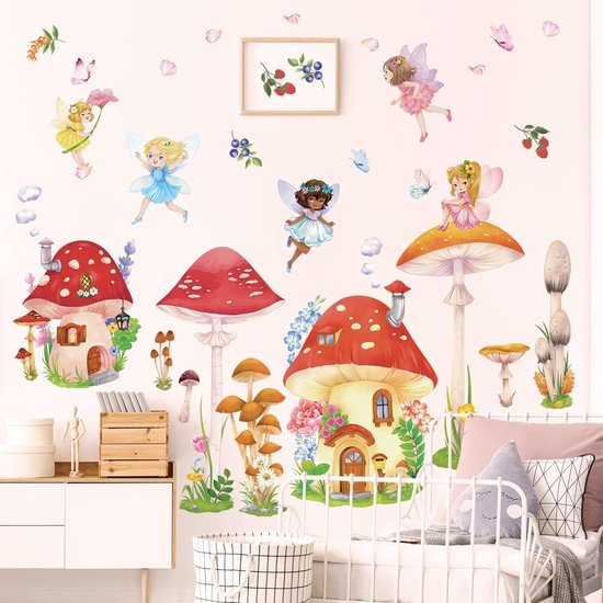 Champignons et fées stickers muraux chambre d'enfant stickers muraux  chambre de bébé