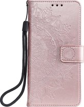 Shop4 - Geschikt voor iPhone 12 mini Hoesje - Wallet Case Mandala Patroon Rosé Goud