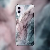 Shop4 - Geschikt voor iPhone 14 Plus Hoesje - Harde Back Case Glass Marmer Warm Grijs