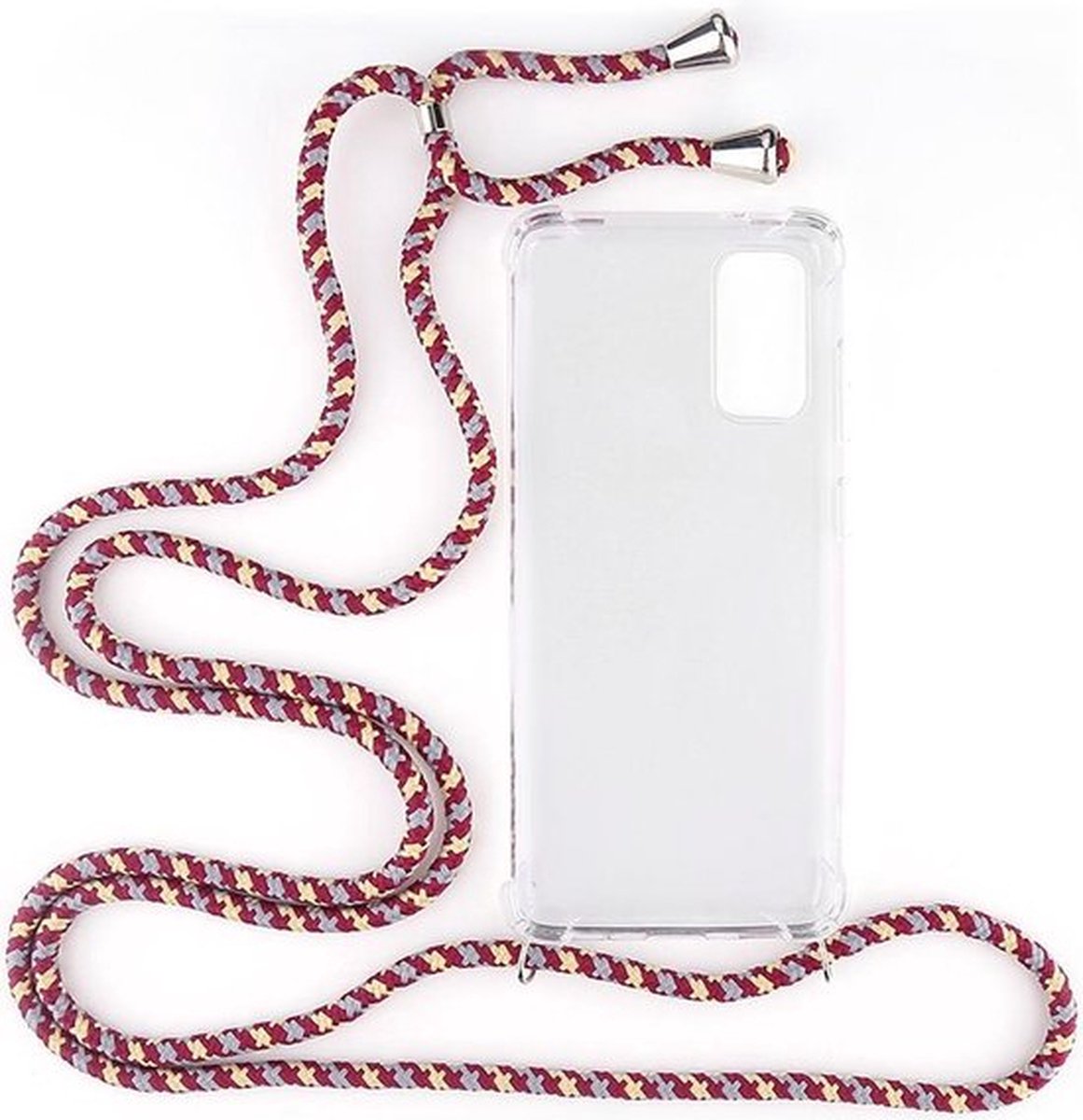 Shop4 - Geschikt voor Samsung Galaxy S20 Hoesje - Zachte Back Case met Koord Multi Rood