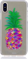 Shop4 - Geschikt voor iPhone X Hoesje - Zachte Back Case Ananas Transparant
