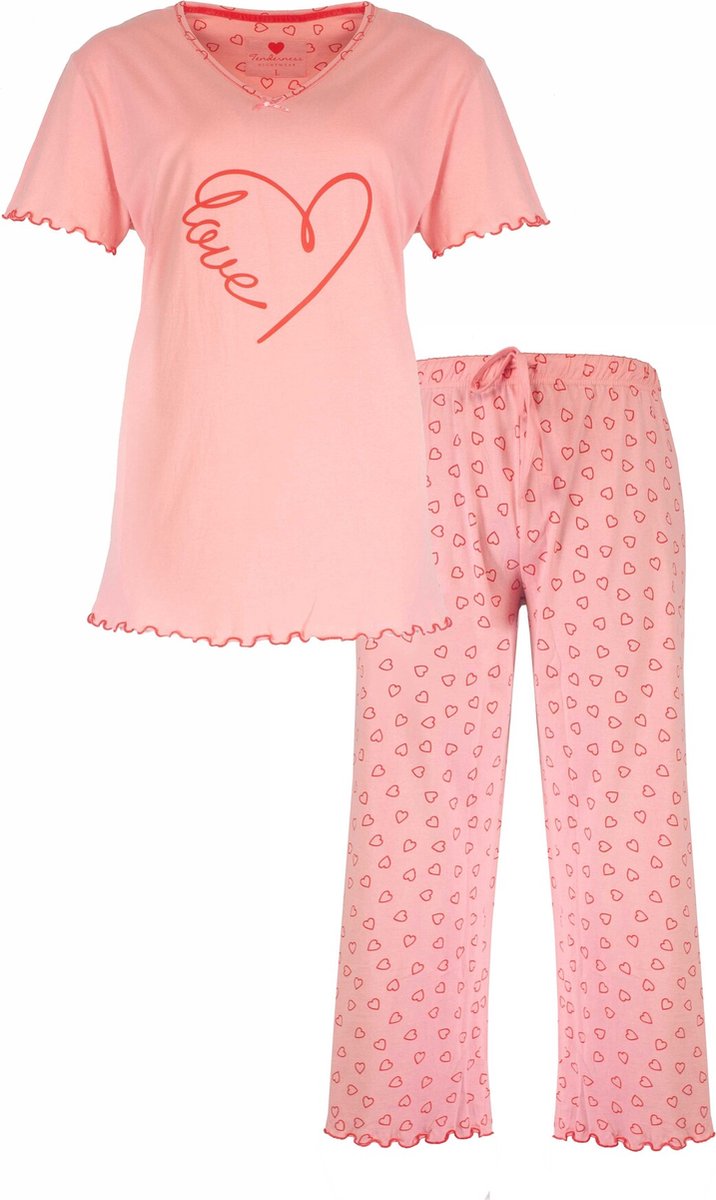 Tenderness Dames Pyjama Set - Hartjes print - Katoen - Roze
