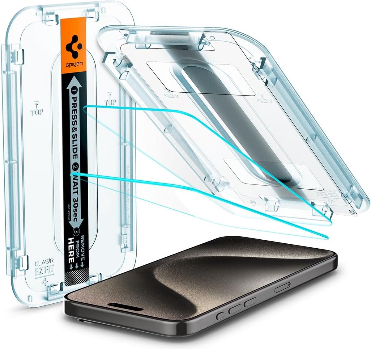 Geschikt voor Spigen Apple iPhone 15 Pro Max Glas.tR EZ Fit Screenprotector - 2 Stuks