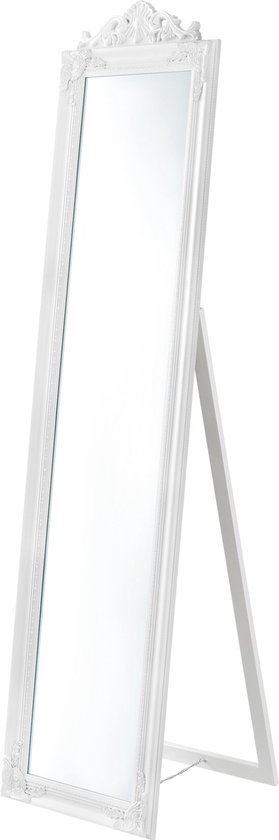 Vrijstaande spiegel Matilda - Met Barok Lijst - Verstelbaar - 160x40 cm - Wit - Eucalyptushout - Luxe Look