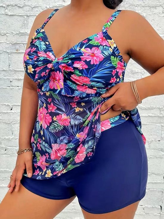 YanHoo Tankini Swimsuits For Teens 2024 Women's Plus Size Tankini Bathing Suit Tummy Control 2 Piece Tankini Set Plus Size Athletic Swimdress Shorts Summ