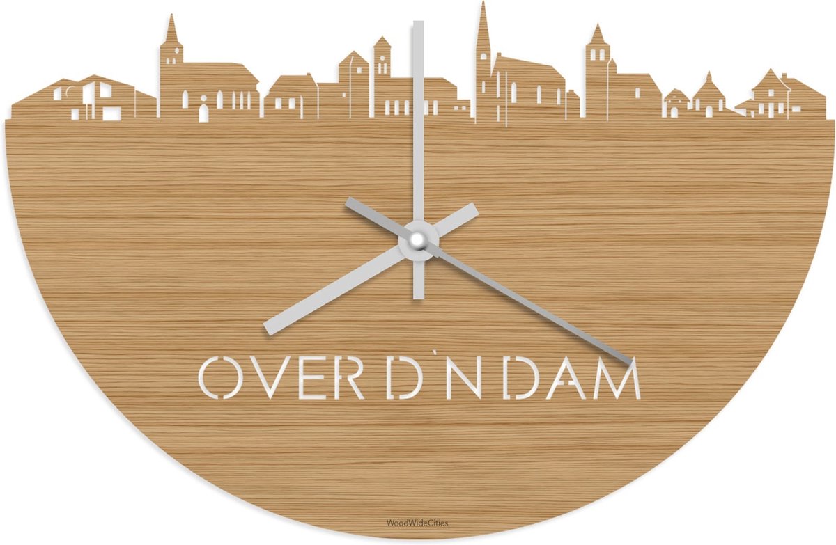 Skyline Klok Over d'n Dam Bamboe hout - Ø 40 cm - Stil uurwerk - Wanddecoratie - Meer steden beschikbaar - Woonkamer idee - Woondecoratie - City Art - Steden kunst - Cadeau voor hem - Cadeau voor haar - Jubileum - Trouwerij - Housewarming -