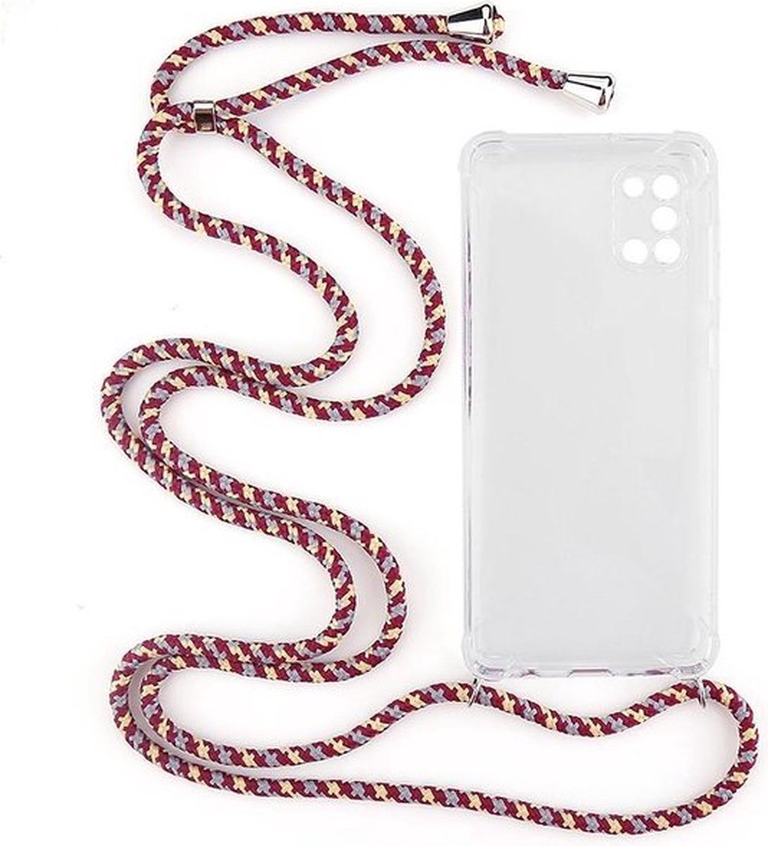 Shop4 - Geschikt voor Samsung Galaxy A31 Hoesje - Zachte Back Case met Koord Multi Rood