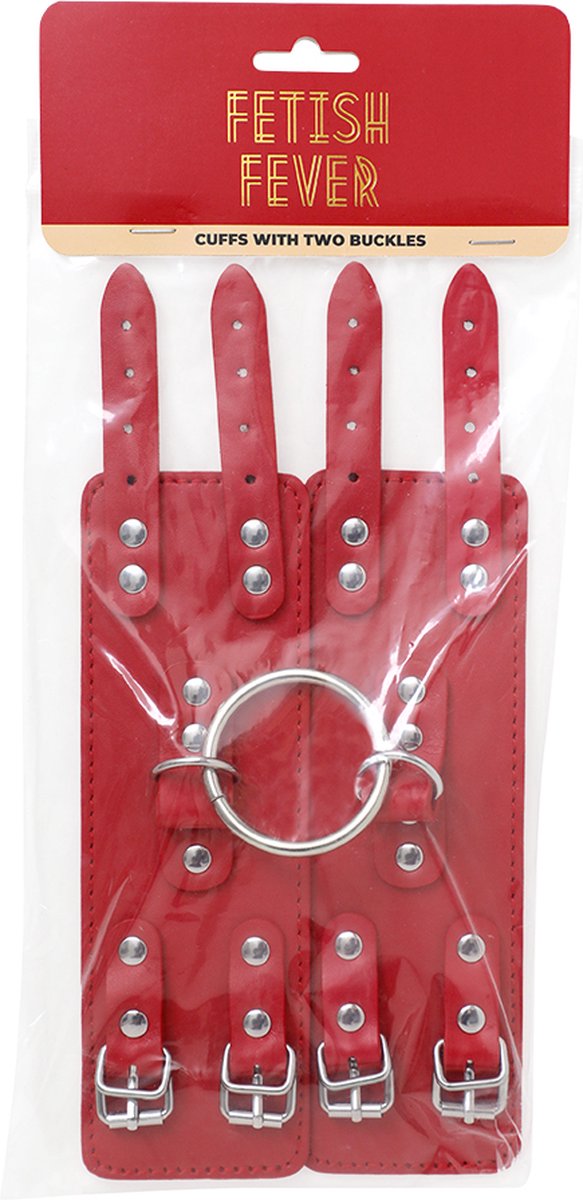 Goedkoopste Fetish Fever - Bondage - Handboeien BDSM met twee gespen - Rood