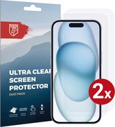 Rosso Screen Protector Ultra Clear Duo Pack Geschikt voor Apple iPhone 15 Plus | TPU Folie | Case Friendly | 2 Stuks