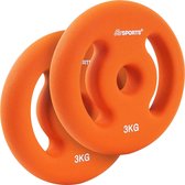 ScSPORTS® - Neopreen Gewichtsschijven - Set van 2 - Homegym - Vloervriendelijk - 6 kg - 3 kg per stuk - Oranje