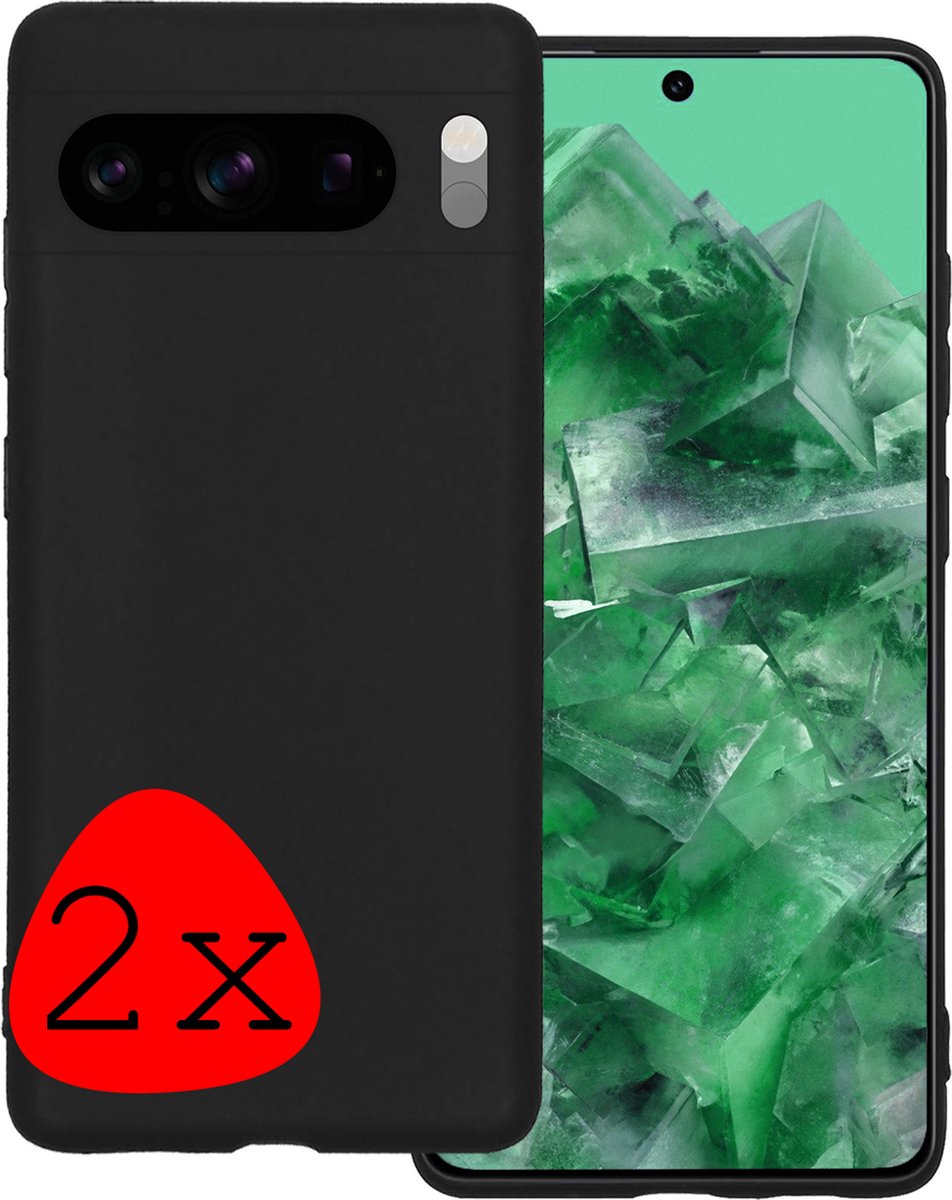 Hoesje 2 Stuks - Geschikt voor Google Pixel 8 Pro - Sterk & Shockproof - Case Siliconen - Back Cover - Telefoon Hoes - Zwart