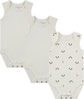 Bamboo Basics Izzy - Bamboe Baby Meegroei Romper (Multipack 3 stuks) - Mouwloos - Zijdezacht - Ademend - Wit - 86