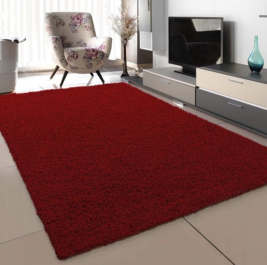tapijt, woonkamer, rood, hoogpolig, langpolig, modern, afmetingen: 160 x 230 cm