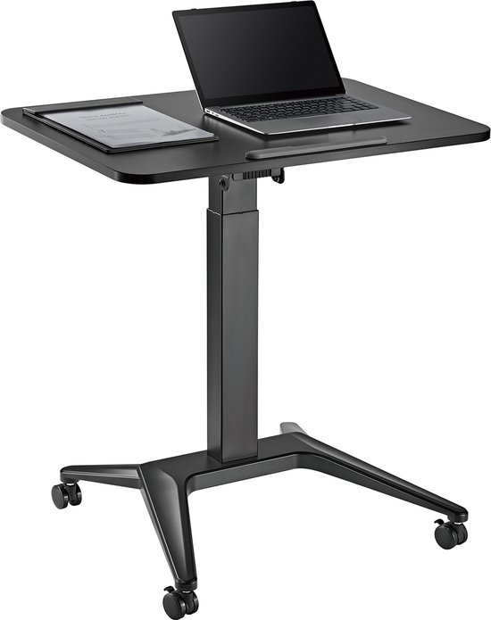 Maclean - Verrijdbaar laptop bureau - hoogteverstelling - 80x52cm, 8kg max, 109cm - MC-453B - Zwart
