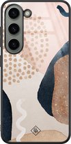 Casimoda® hoesje - Geschikt voor Samsung Galaxy S23 - Abstract Dots - Luxe Hard Case Zwart - Backcover telefoonhoesje - Bruin/beige