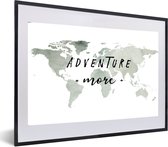 Affiche avec cadre Wereldkaart - Aventure plus - Aquarelle - 60x40 cm