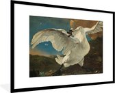Fotolijst incl. Poster - De bedreigde zwaan - Schilderij van Jan Asselijn - 90x60 cm - Posterlijst