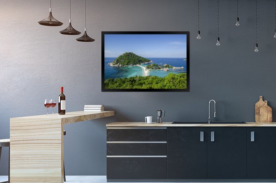 Affiche avec cadre Ko Tao - Îles au large de Ko Tao Thaïlande - cadre photo noir - 90x60 cm - Affiche avec cadre