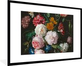 Poster in lijst - Schilderij - Bloemen - Jan Davidsz. de Heem - Fotolijst - Poster - Wanddecoratie - 120x80 cm - Kamerdecoratie - Woonkamer