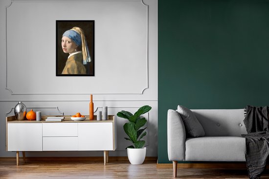 Cadre photo avec affiche - Fille à la boucle d'oreille en perle - Peinture de Johannes Vermeer - 40x60 cm - Cadre pour affiche