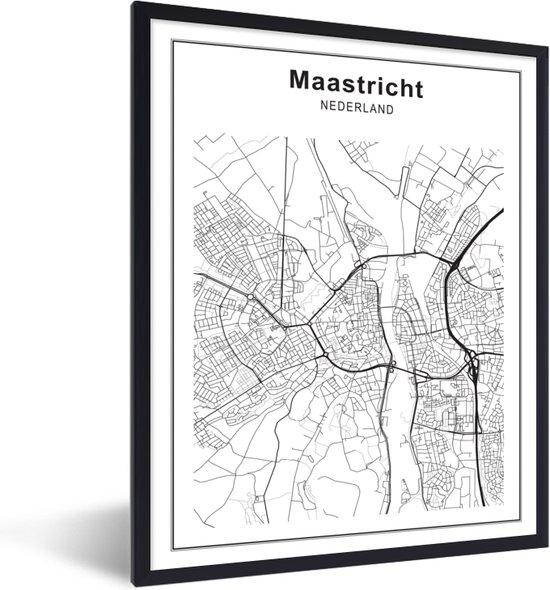 Affiche Zwart Wit - Plan de la ville - Maastricht - Zwart Wit - 60x80 cm - Carte