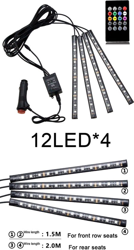 Éclairage LED pour voiture - Éclairage intérieur LED pour la voiture, 8  réglages de