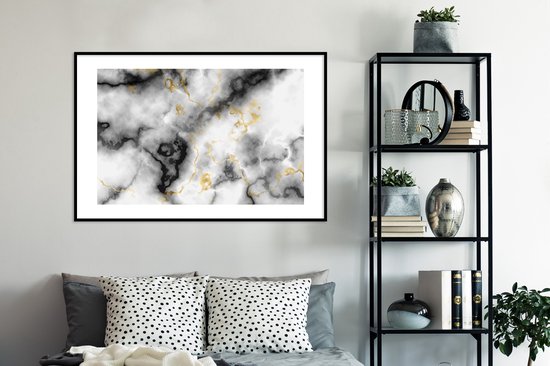 Fotolijst incl. Poster - Agaat - Goud - Marmer - Edelstenen - 120x80 cm - Posterlijst