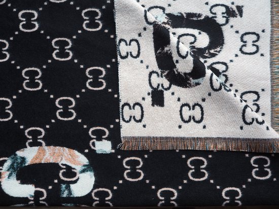 Bijoutheek Sjaal (Fashion) Mucci patroon (185cm x 65cm) Zwart