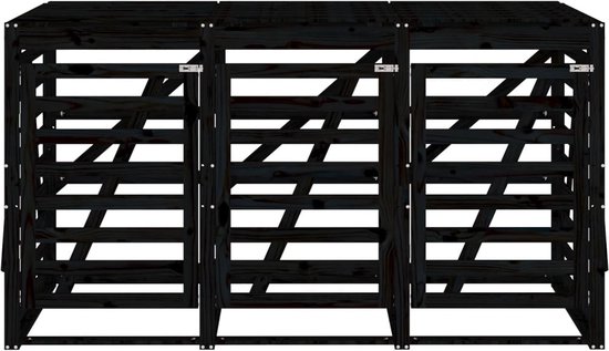 vidaXL-Containerberging-drievoudig-massief-grenenhout-zwart