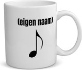 Akyol - muzieknoot met eigen naam koffiemok - theemok - Muzieknoot - muziek liefhebbers - mok met eigen naam - iemand die houdt van muziek - verjaardag - cadeau - kado - 350 ML inhoud