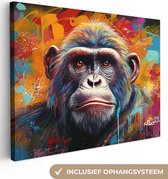 Peinture sur toile Singe - Gorilla - Graffiti - Animaux - Couleurs - 40x30 cm - Décoration murale
