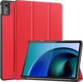 Hoes Geschikt voor Lenovo Tab M10 5G Hoes Book Case Hoesje Trifold Cover - Hoesje Geschikt voor Lenovo Tab M10 5G Hoesje Bookcase - Rood