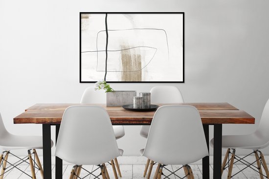 Cadre photo avec affiche - Peinture - Zwart - Wit - 90x60 cm - Cadre pour affiche