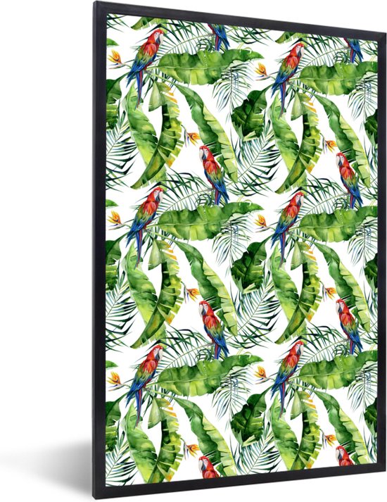 Fotolijst incl. Poster - Paradijsvogelplant - Papegaai - Bladeren - 60x90 cm - Posterlijst
