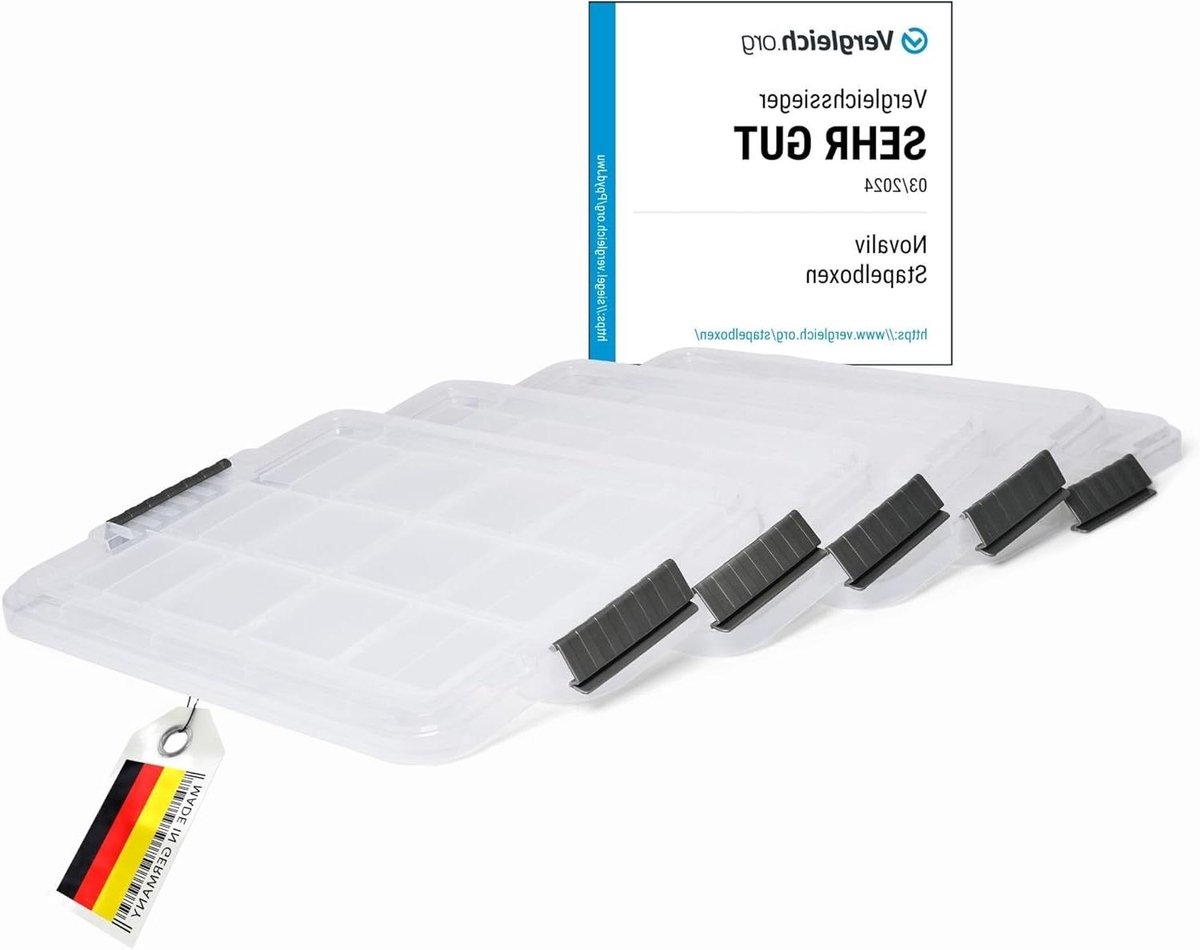 Novaliv 5 x reservedeksel, 28-40 liter, met clipsluiting, 61 x 40 cm, transparant