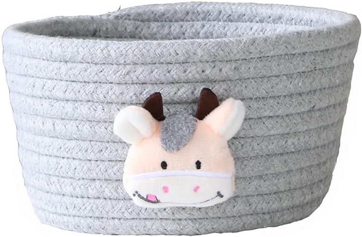 Opbergmand Katoen - Decoratieve mand - Ruimte Ordenen - Handgevlochten Design - 16x125x10 cm - Grijs Kalf