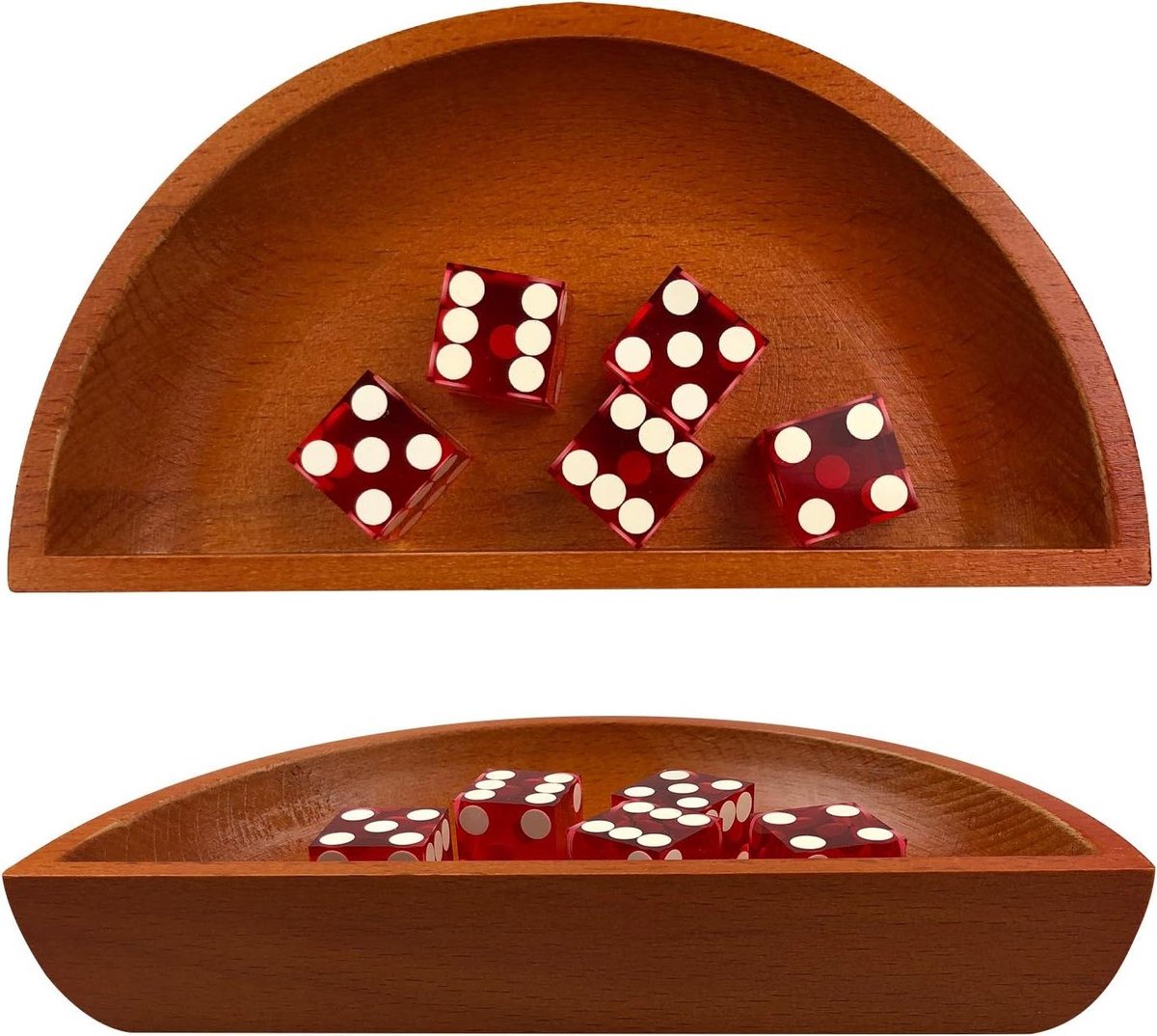 Houten Dobbelsteen Boot - Dobbelstenen Houder - Craps Spel - Massief Hout - 7.2 x 9.5 cm - Houtkleur