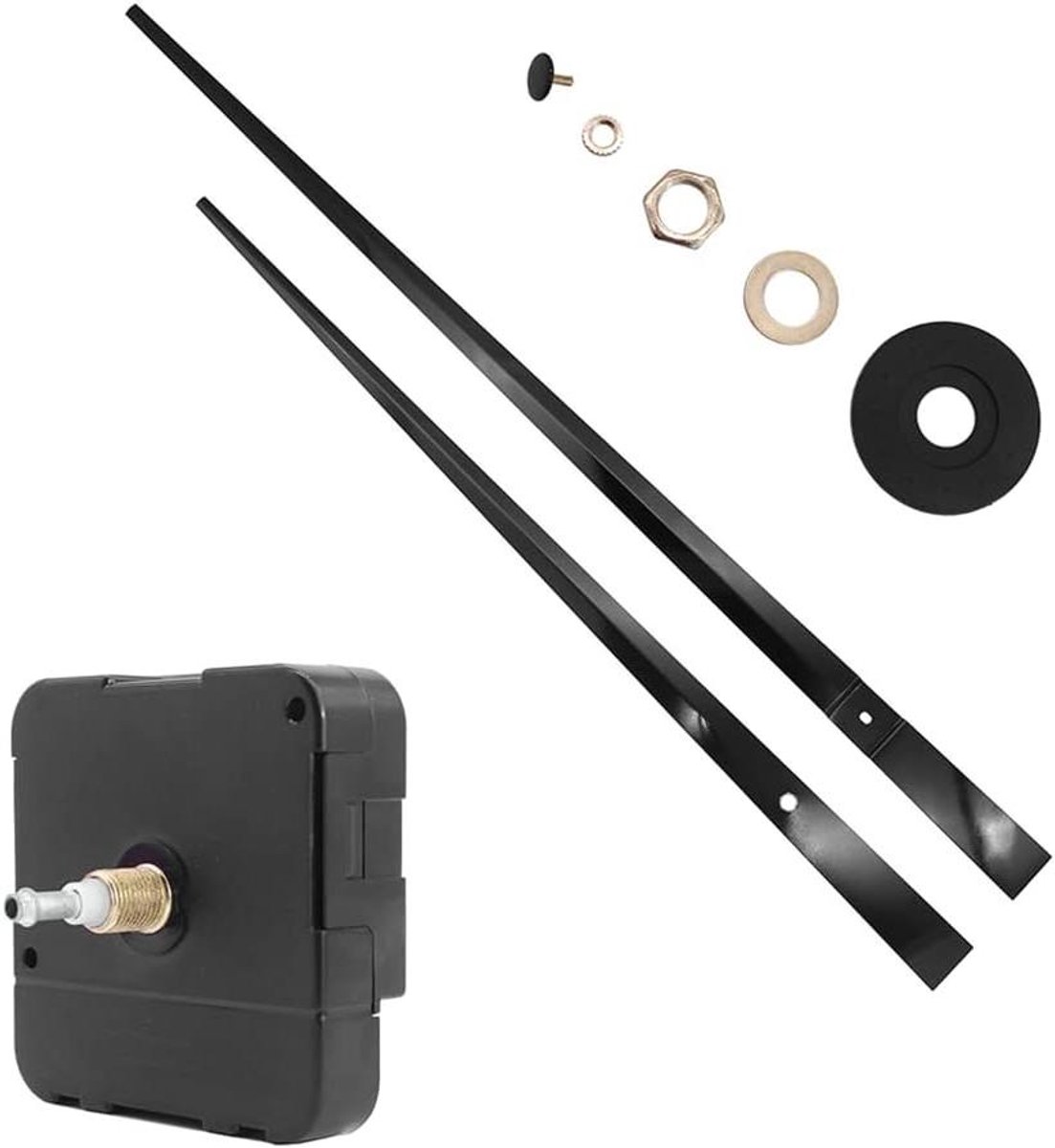 Uurwerk met Wijzers - Klokmechanisme Set - Wandklok Reparatie - Stil en Nauwkeurig - Aslengte 22mm - Zwart