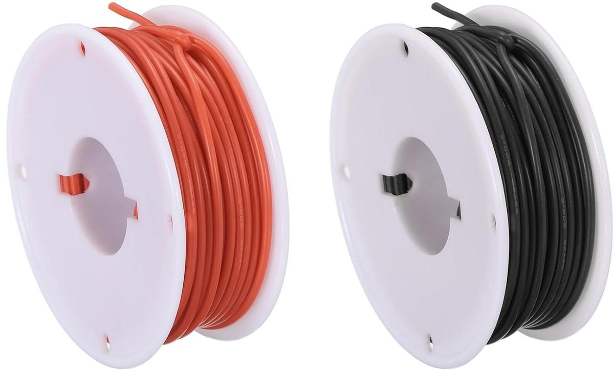 sourcing map 26 Gauge Silicone Wire, 26 AWG, Electric Wire, Flexible Galvanized Copper Wire, High Temperature, Connecting Wire, Coil Black and Red, 15 Meters, 2 Pack