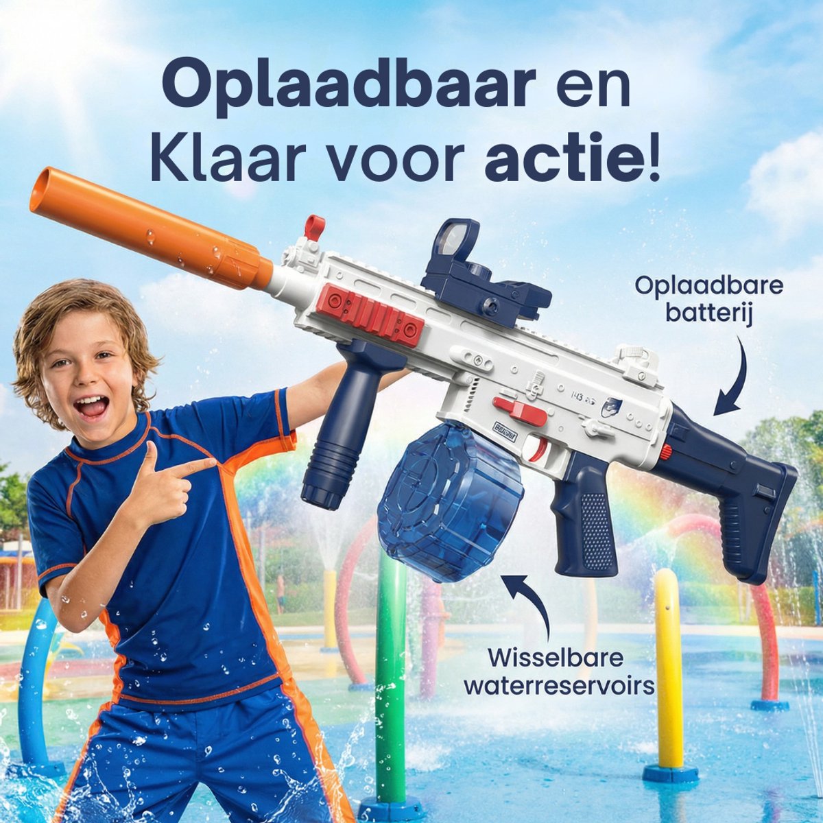 Elektrisch Waterpistool – Oplaadbare Water Gun met Continue Straal – 500ML – Outdoor Speelgoed voor Kinderen – Zomer & Zwembad — afbeelding 9