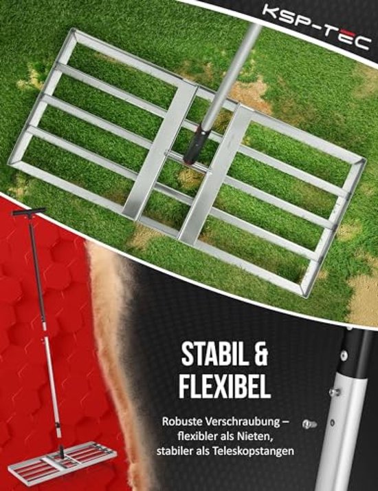 Professionele egaliseerhark voor gazononderhoud met aluminium steel — afbeelding 2