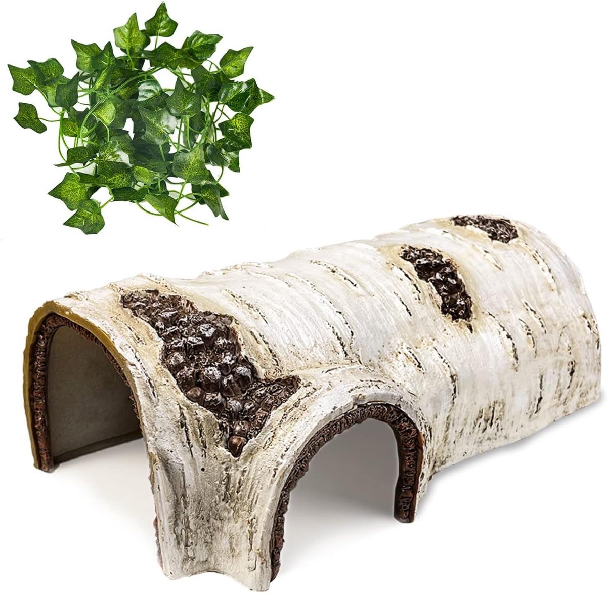 Reptielen Schuilplaats - Boom Grot - Terrarium Decoratie - Natuurlijk Microklimaat - 17.5 x 9 x 6.5 cm - Wit