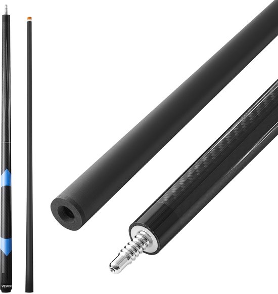 VEVOR Biljartkeu 1 St. (1473,2 mm / 538 G) Gemaakt Van Koolstofvezel met Geperste Bakelieten Punt En Abs-Verbindingsring, Biljartstick Geschikt voor Bar, Thuis, Kantoor, Amerikaans
